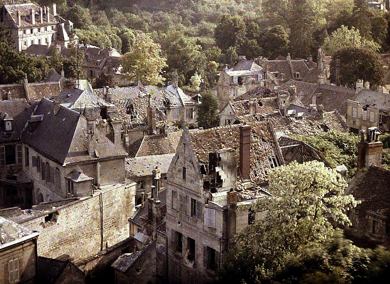 Udsigt over Soissons, Aisne, Frankrig, 1917 (autokrom) af Fernand Cuville
