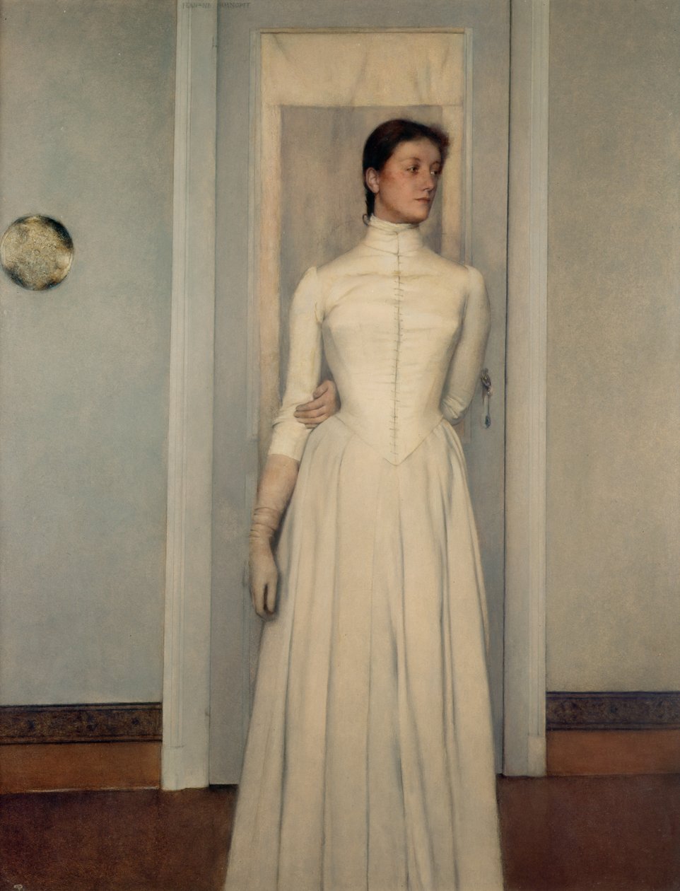 Portræt af kunstnerens søster, Marguerite Khnopff af Fernand Khnopff