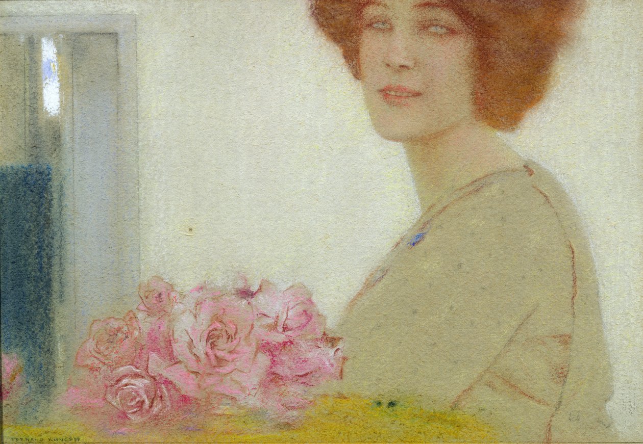 Roses, 1912 (pastel på papir) af Fernand Khnopff