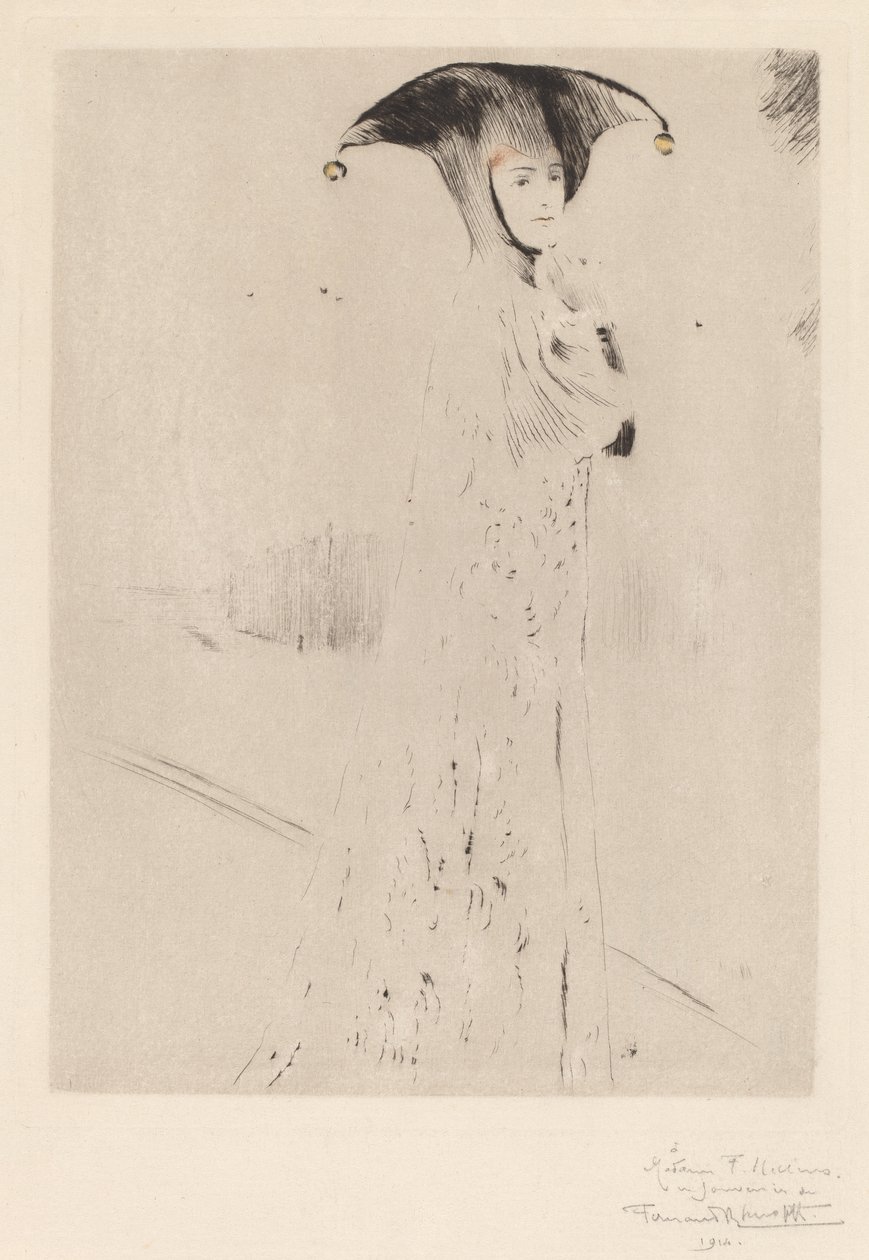 The Bells, 1905 (tørpunkt og farveblyant på lagt papir) af Fernand Khnopff