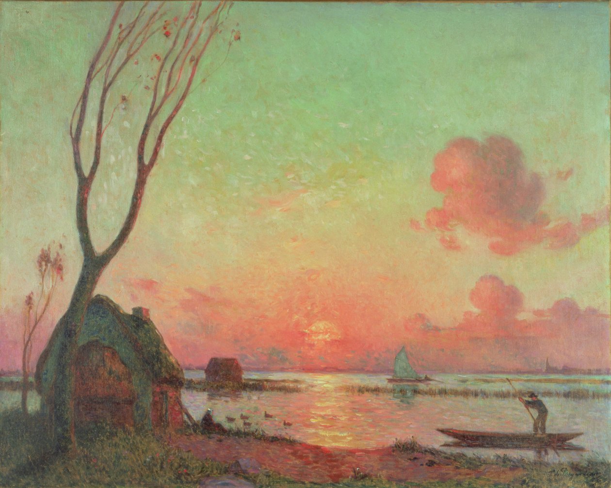 Solnedgang i Grande Briere, ca. 1910 af Fernand Loyen du Puigaudeau
