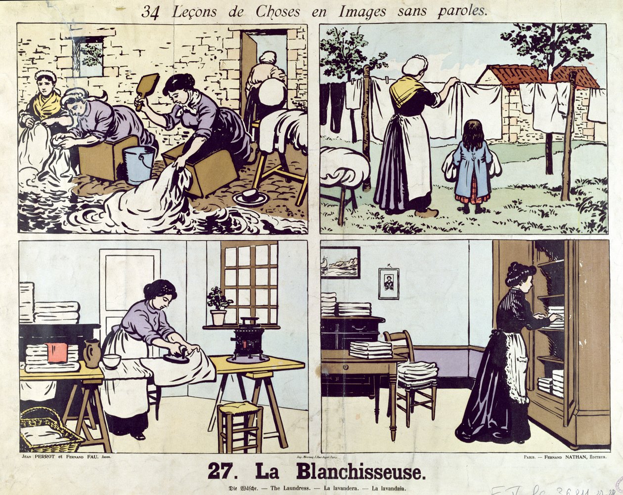 Vaskepigen, fra 34 lektioner i billeder uden ord, tidligt i det 20. århundrede af Fernand and Perrot, Jean Fau