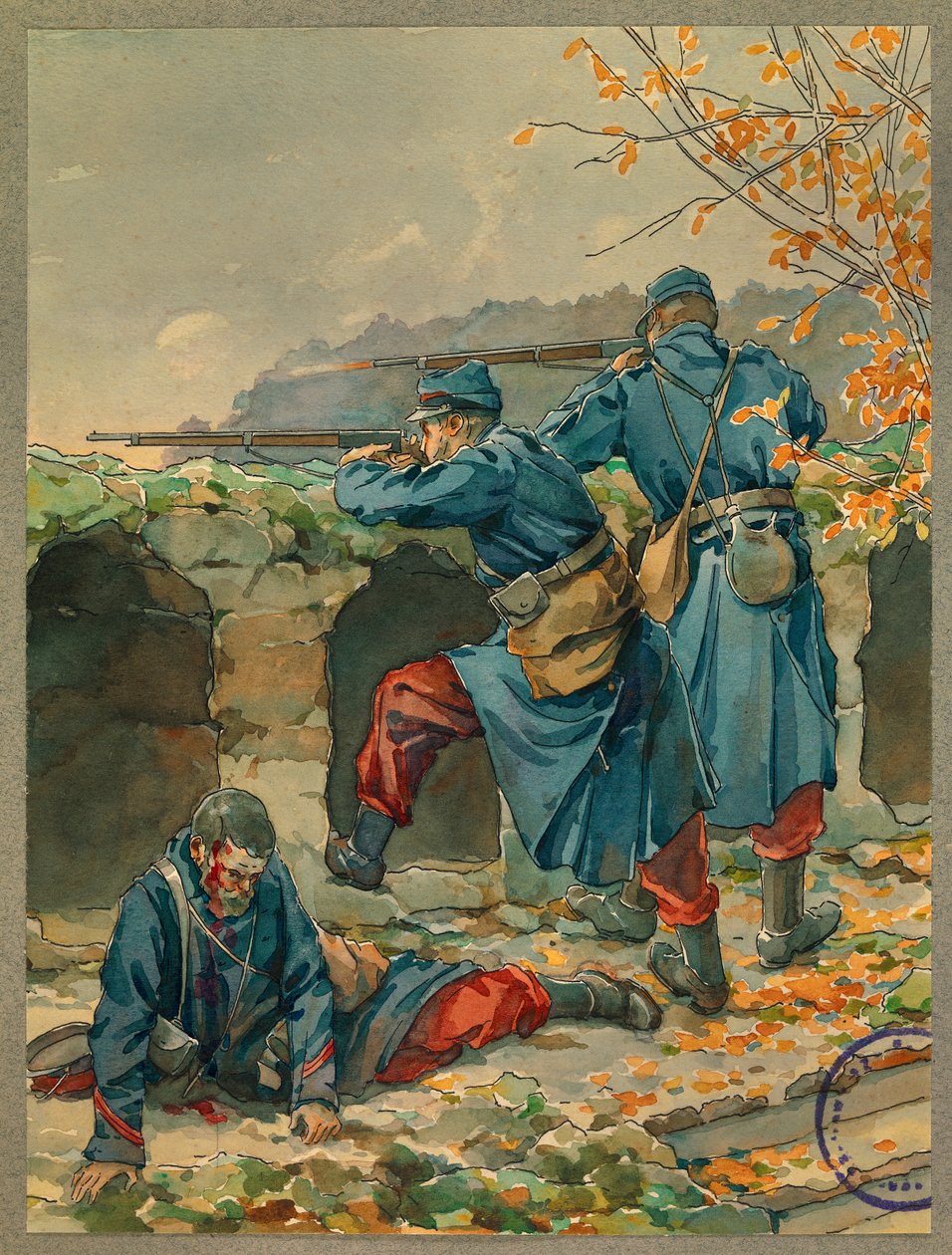 Morgen i slaget ved Vailly, korporal Marges død af Fernand Barbier
