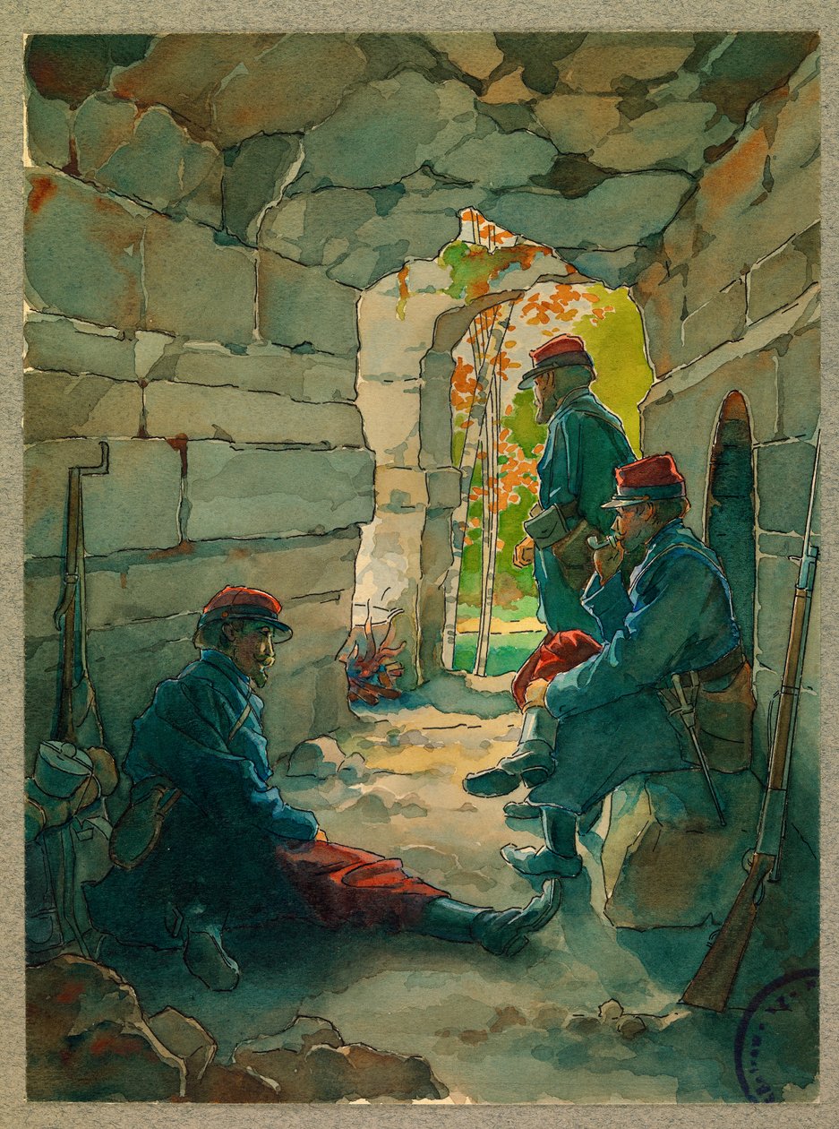 Infanterisoldater i hvile, route de Vailly af Fernand Barbier