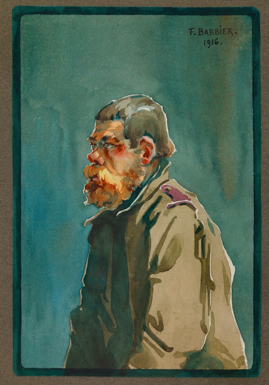 Russisk soldat taget til fange i 1916, Gustrow (akvarel) af Fernand Barbier