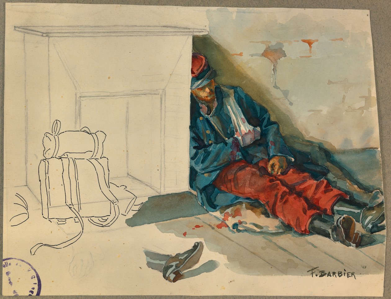 Såret soldat efter slaget ved Vailly af Fernand Barbier
