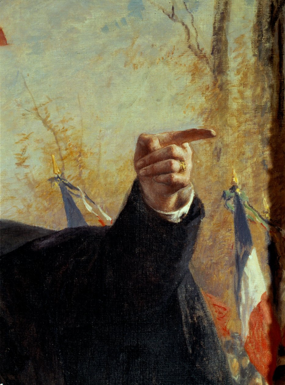 Hånd. Detalje af portrættet af Paul Deroulede (1846-1914), fransk nationalistisk militant, der peger fingeren. Maleri af Fernand Cormon (1845-1924) af Fernand Cormon
