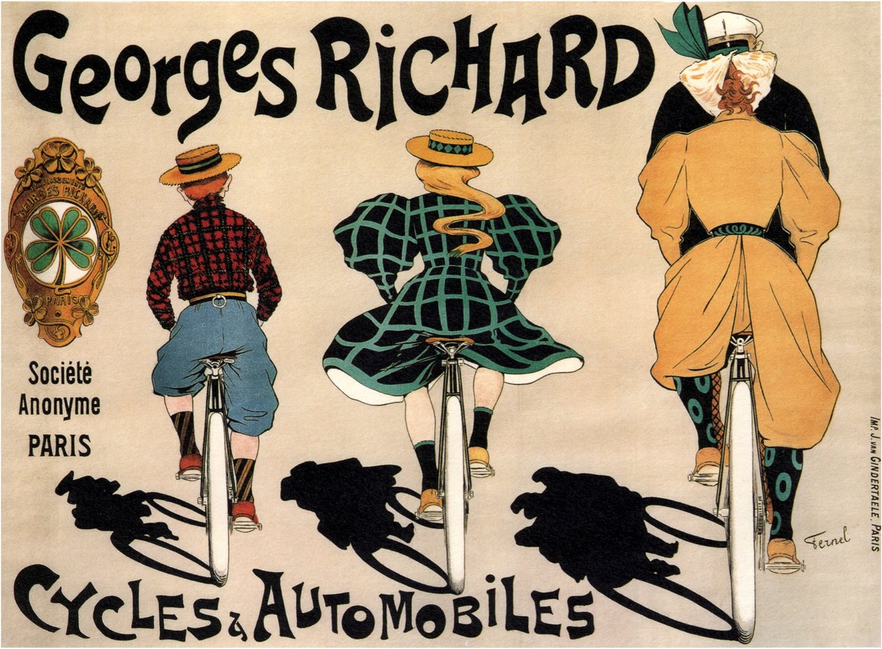 Cykler og biler Georges Richard, 1896 af Fernand Fernel