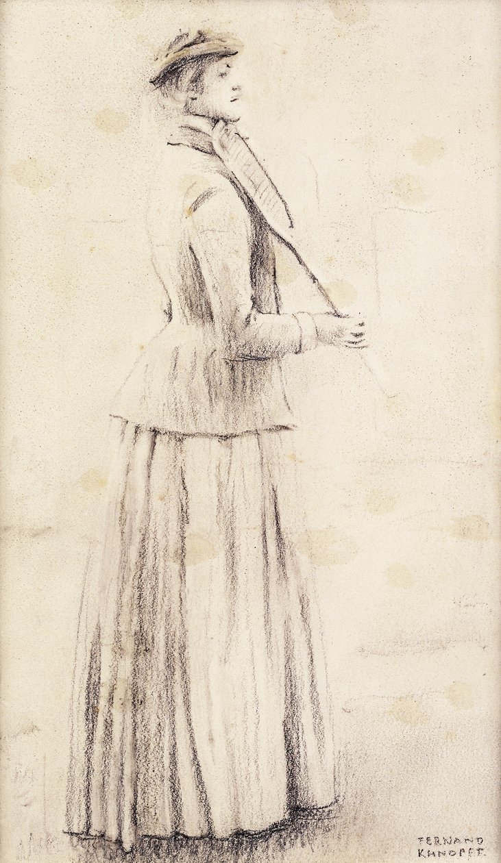 En tennisspiller; Studie til "Erindringer"; En tennisspiller; eller Du Lawn Tennis; Undersøgelse til "Memories" Tennisspeelster; Studie til "Erindringer", c.1887 af Fernand Khnopff