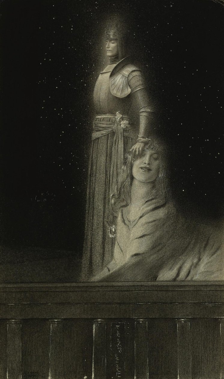 Avec Verhaeren: Un Ange With Verhaeren: An Angel, 1889. af Fernand Khnopff