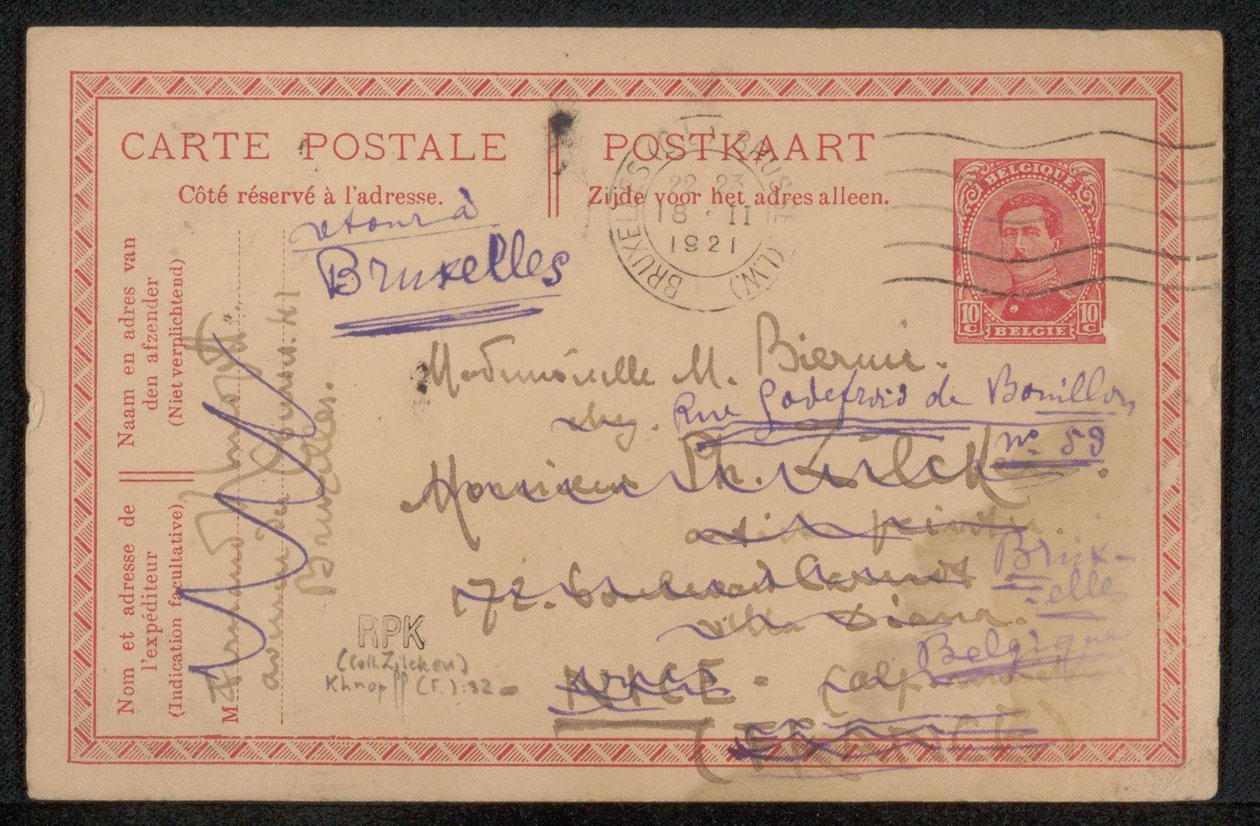 Postkarte an Maria Biermé af Fernand Khnopff