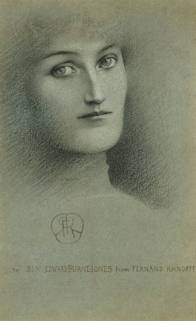 kvindeligt hoved; Hoved af en kvinde, 1896 af Fernand Khnopff