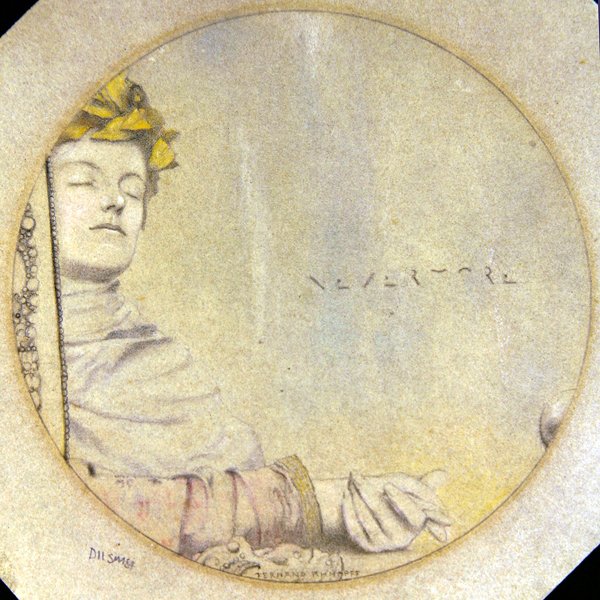 Aldrig mere (blyant og farvekridt på papir) af Fernand Khnopff