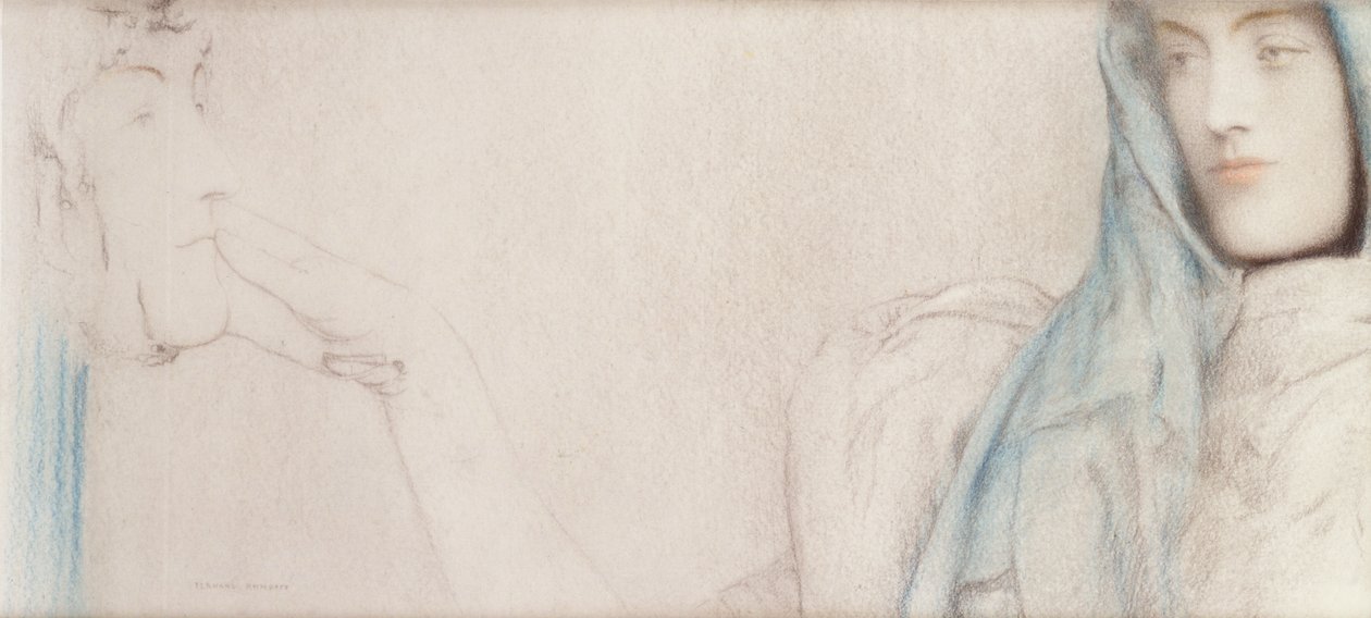 Studie for The Secret, c.1902 af Fernand Khnopff