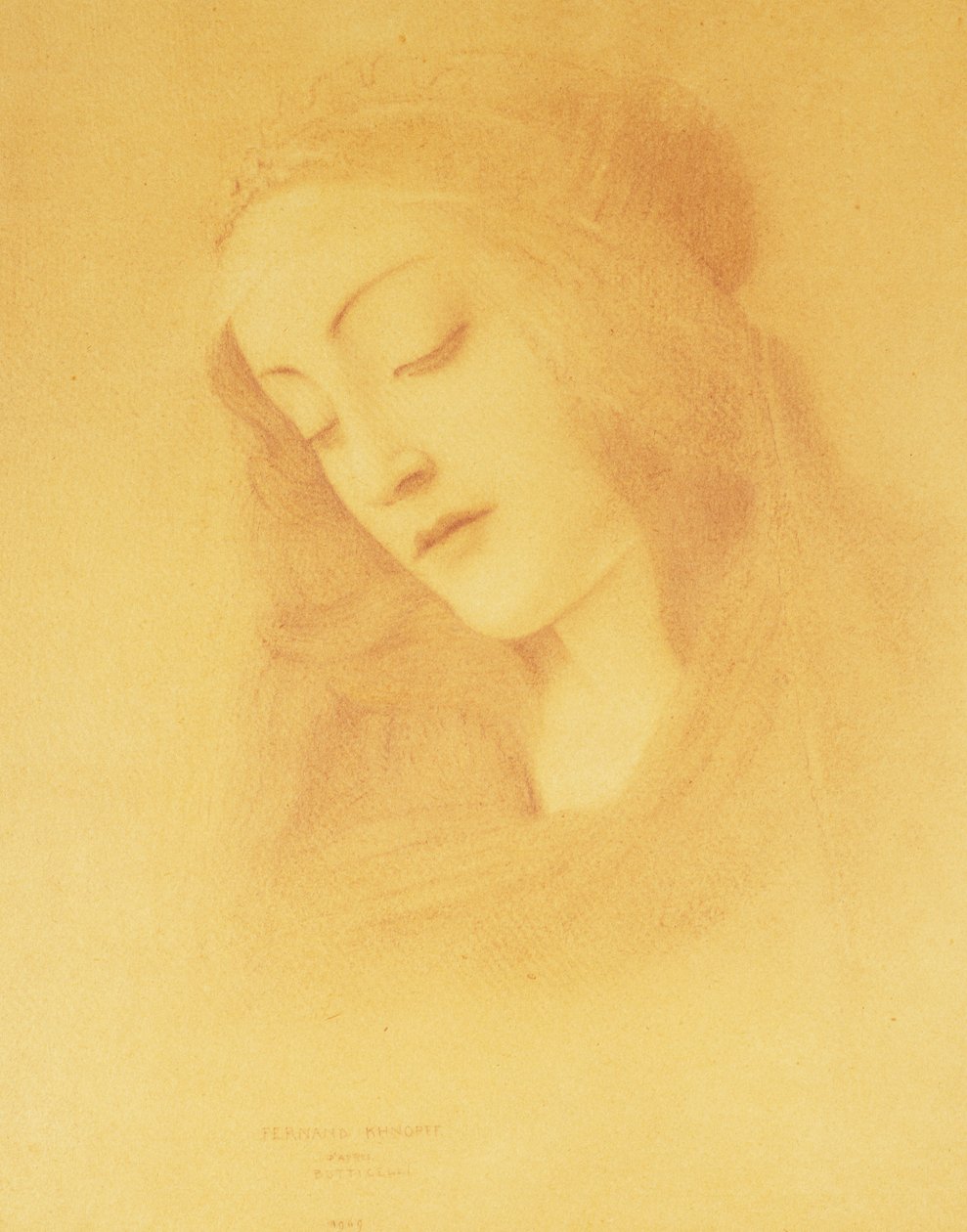 Jomfruen efter Botticelli; La Vierge d "Apres Botticelli, 1909 af Fernand Khnopff