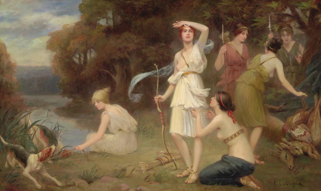 Diana og hendes jagtjomfruer af Fernand Le Quesne