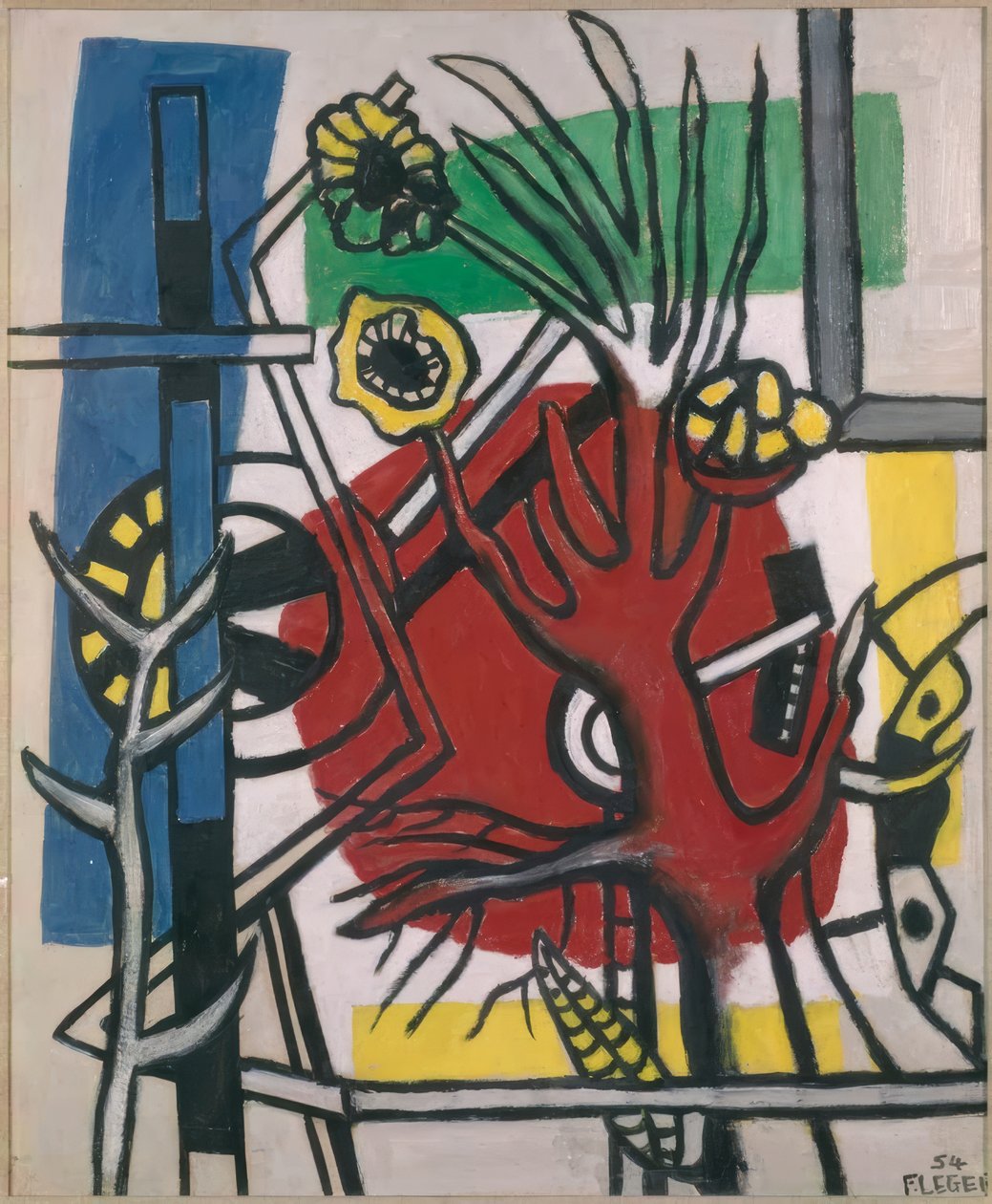 Træ på rød baggrund af Fernand Leger