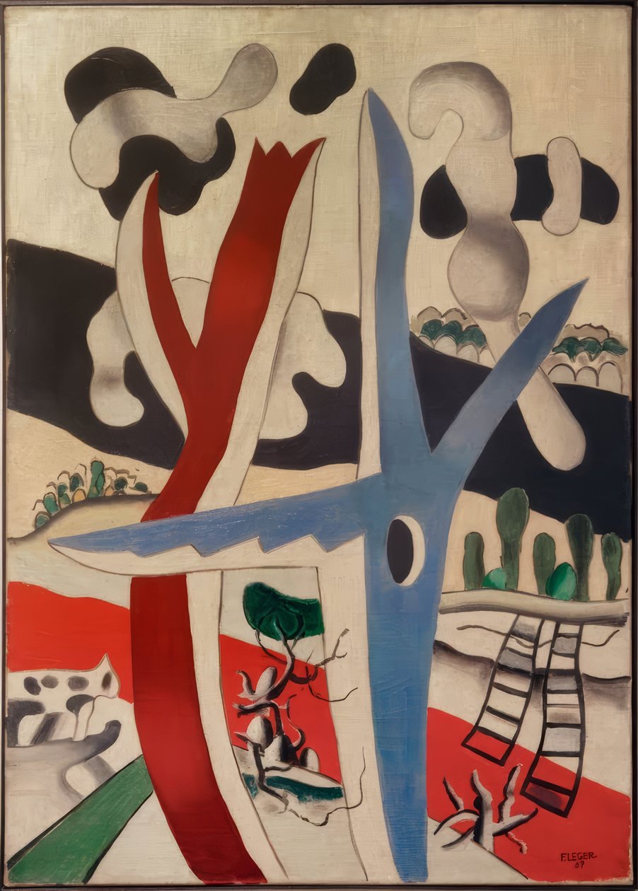 Landskab med blå træ af Fernand Leger
