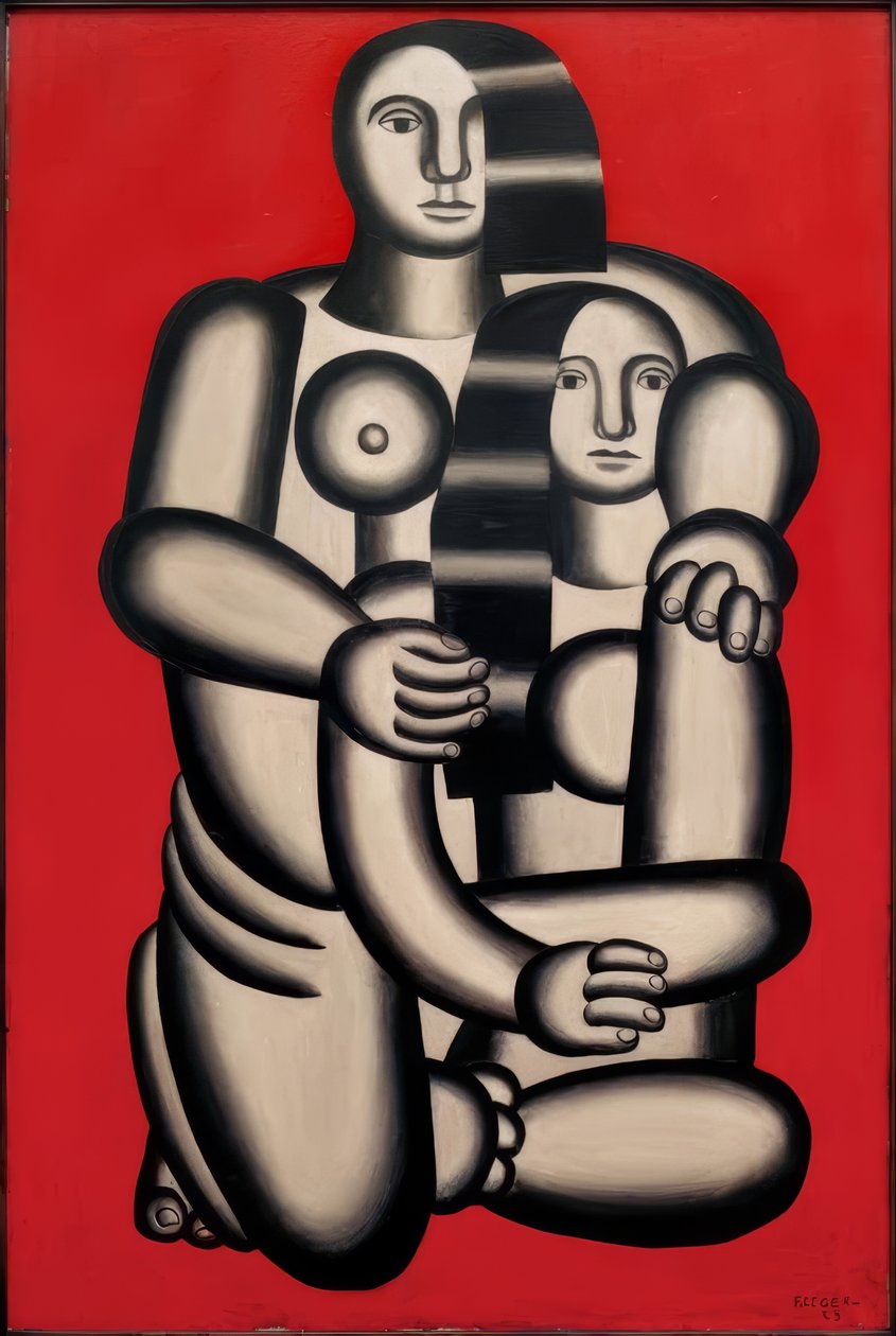 To figurer foran rød baggrund af Fernand Leger