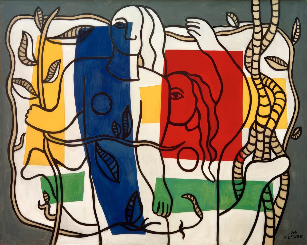 To kvinder med blomster af Fernand Leger