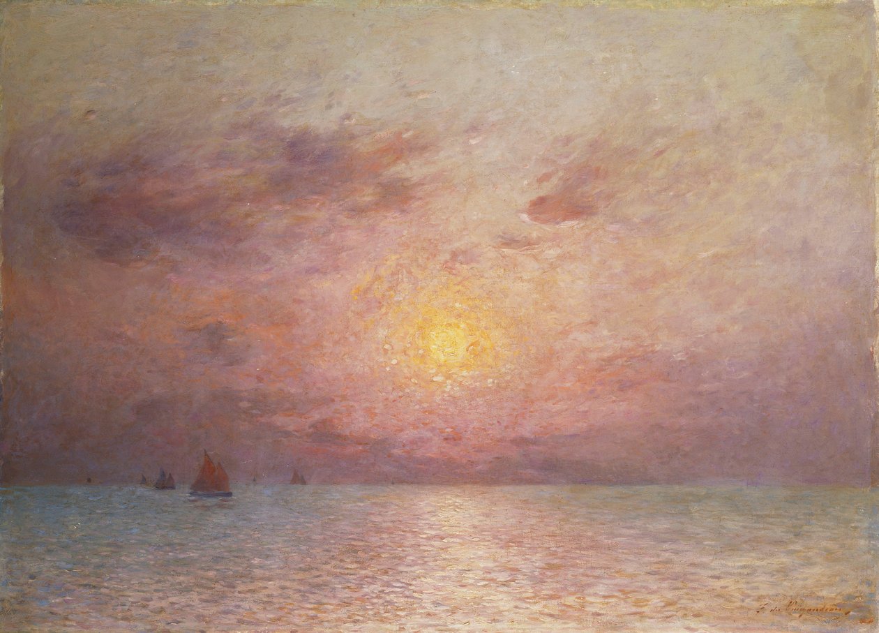 Sejlads på Havet, Aften; Sejlbåde på havet, aften af Fernand Loyen du Puigaudeau