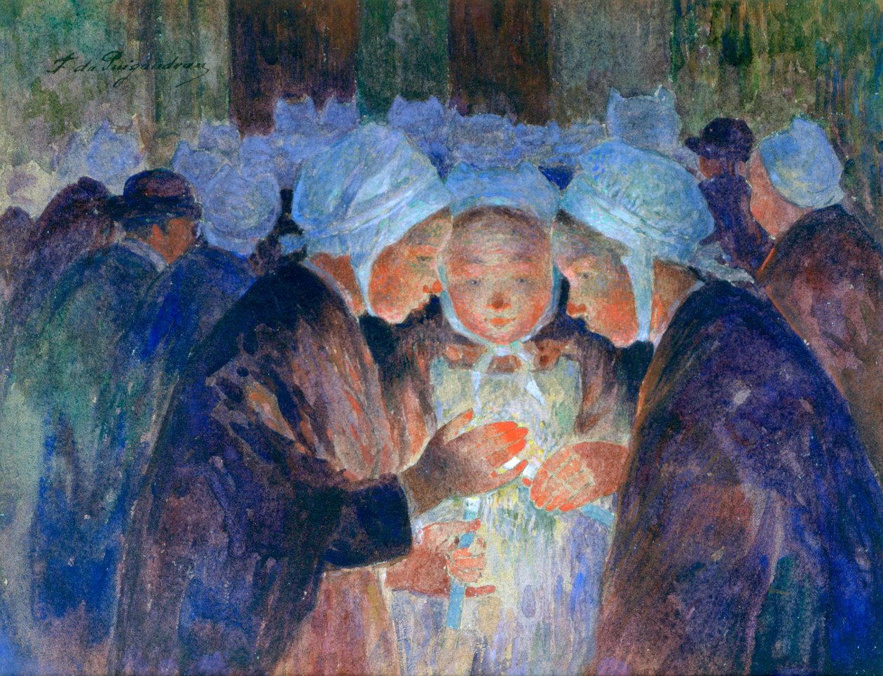 Unge fra Breton før en procession, c1884-1930 af Fernand Loyen du Puigaudeau