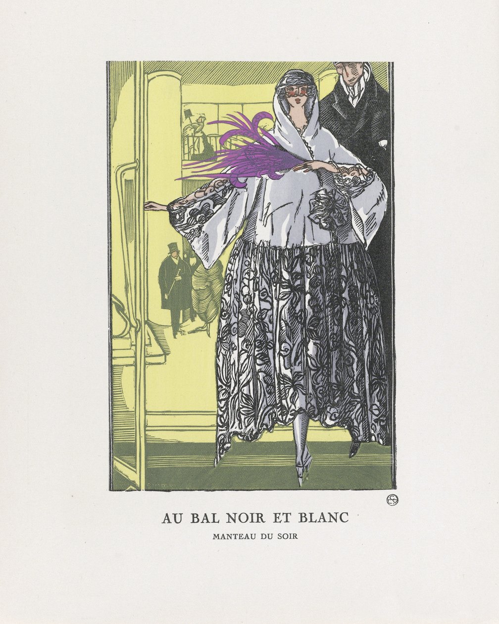 Ved Black and White Ball, pub. 1921 (stenciltryk) af Fernand Siméon