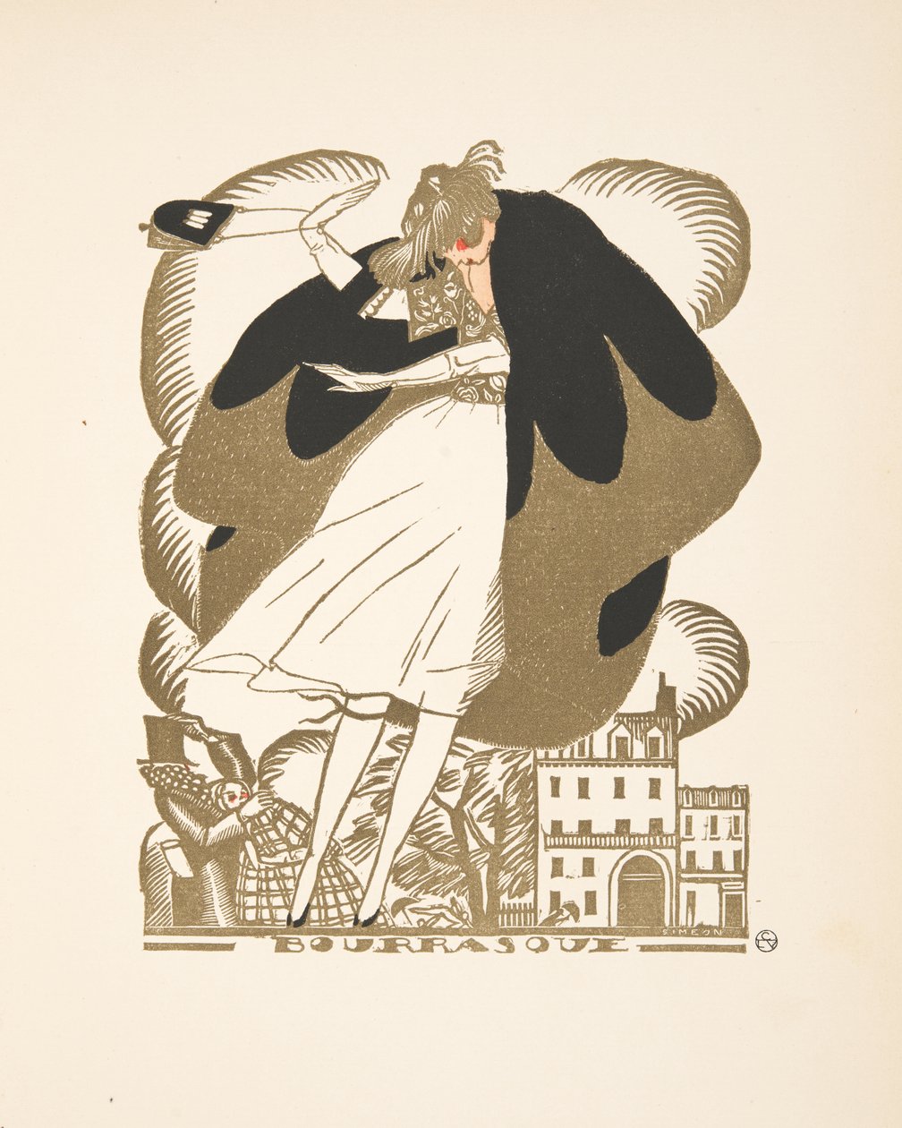 Bourrasque, fra en samling af modeplader, 1920 (pochoir-tryk) af Fernand Siméon