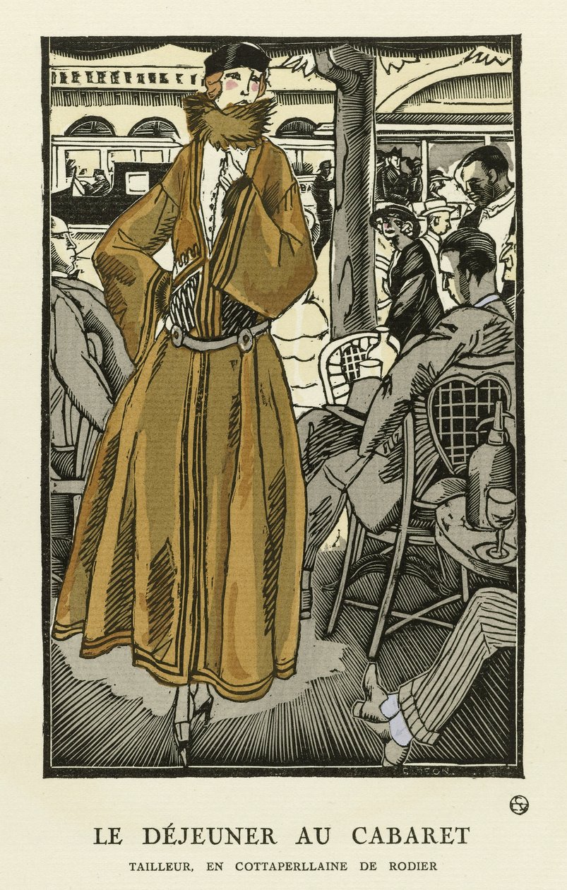 Frokost på Cabaret, pub. 1921 (stencilprint) af Fernand Siméon