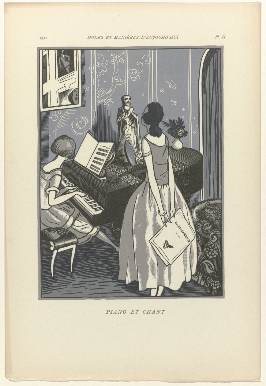 Modes and Manners of Today, 1922, Pl. 2: Klaver og vokal af Fernand Siméon