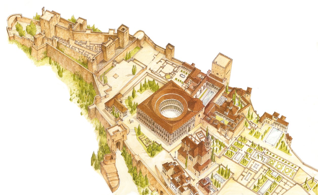 Alhambra, Granada, Spanien. Slot og paladser af Fernando Aznar Cenamor
