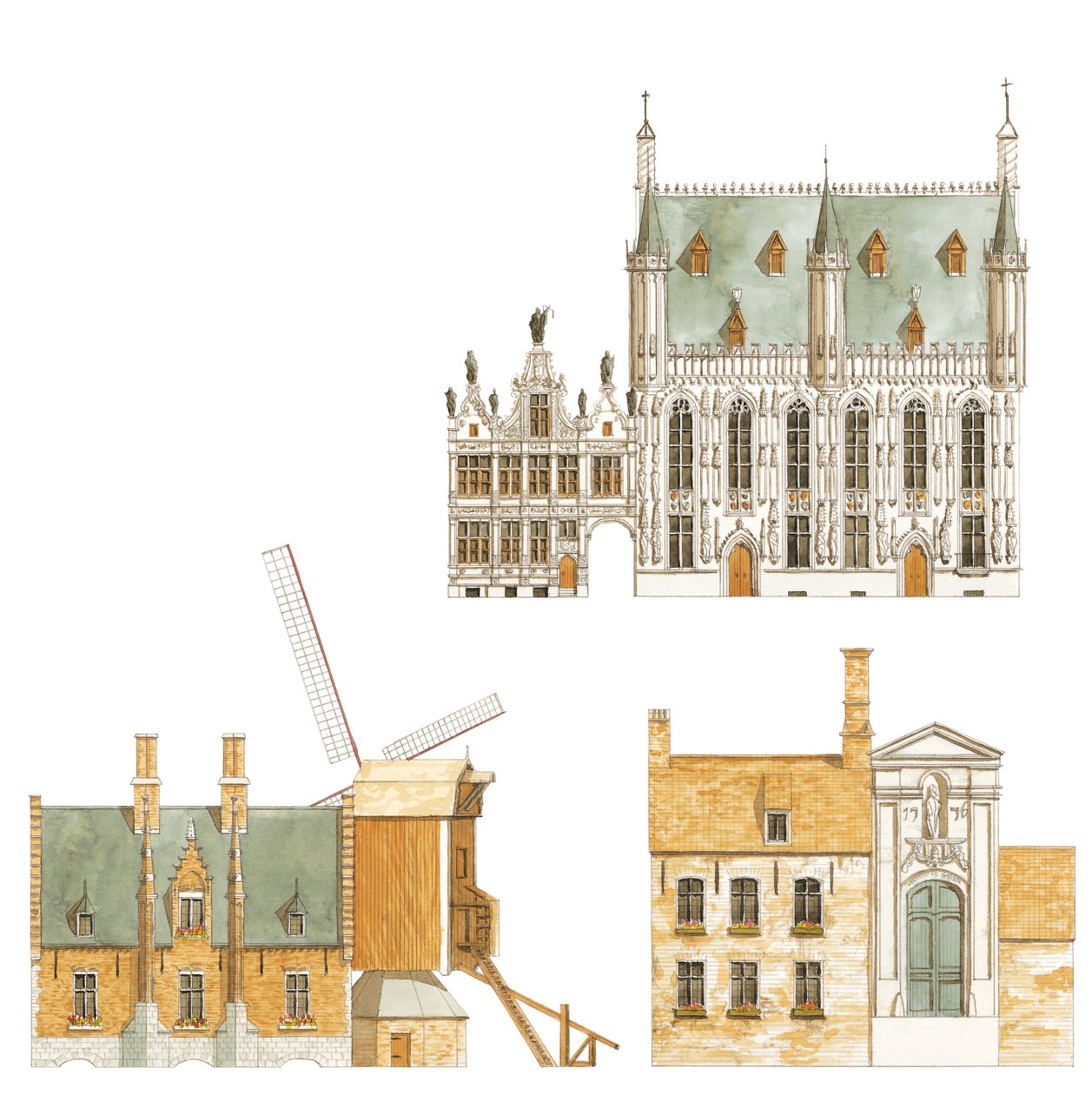 Brugge, Belgien. Rådhus og traditionelle huse af Fernando Aznar Cenamor