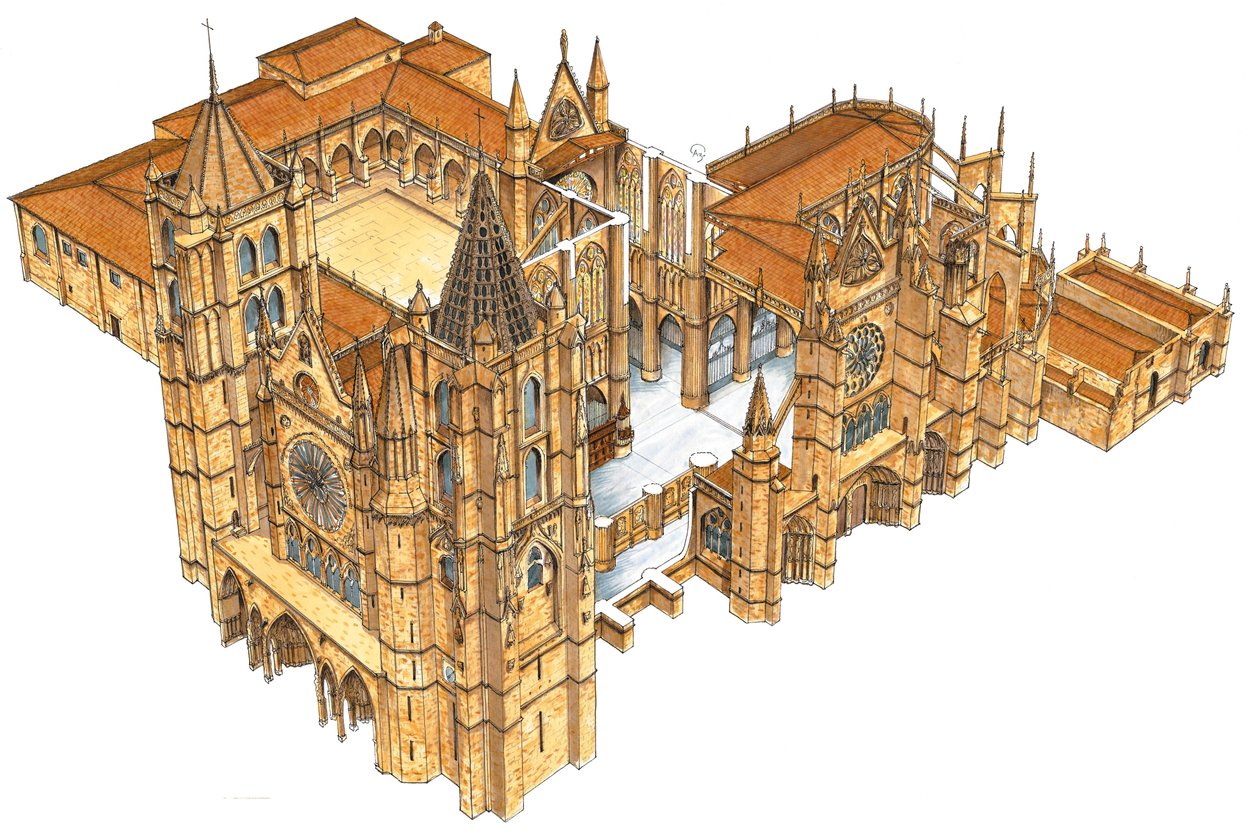 Leon Katedral. Spanien af Fernando Aznar Cenamor