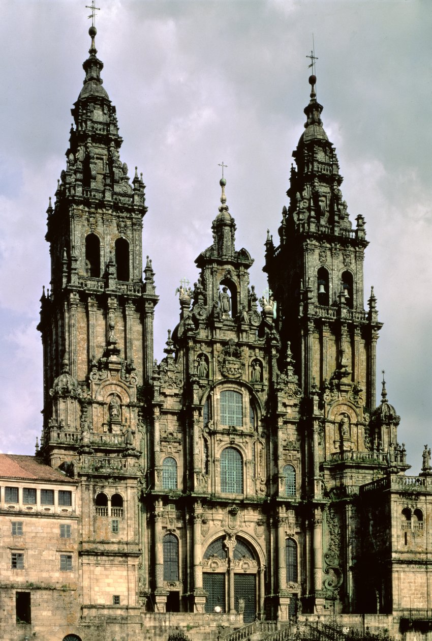 Udsigt over vestfronten (Fachada del Obradoiro) 1738-50 (se 88958 for detaljer) af Fernando de Casas Novoa