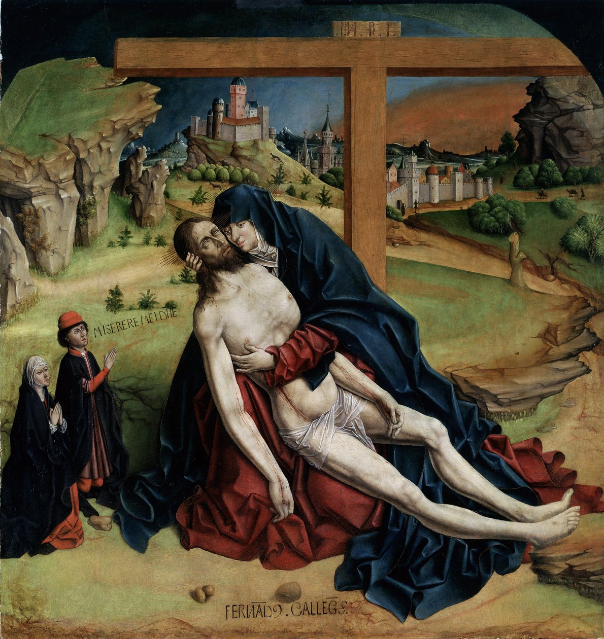 Vierge de pitie - (Pieta) Peinture de Fernando Gallego (vers 1440-1507) 1470 Dim. 1,25x1,09 m Madrid, Musee du Prado af Fernando Gallego