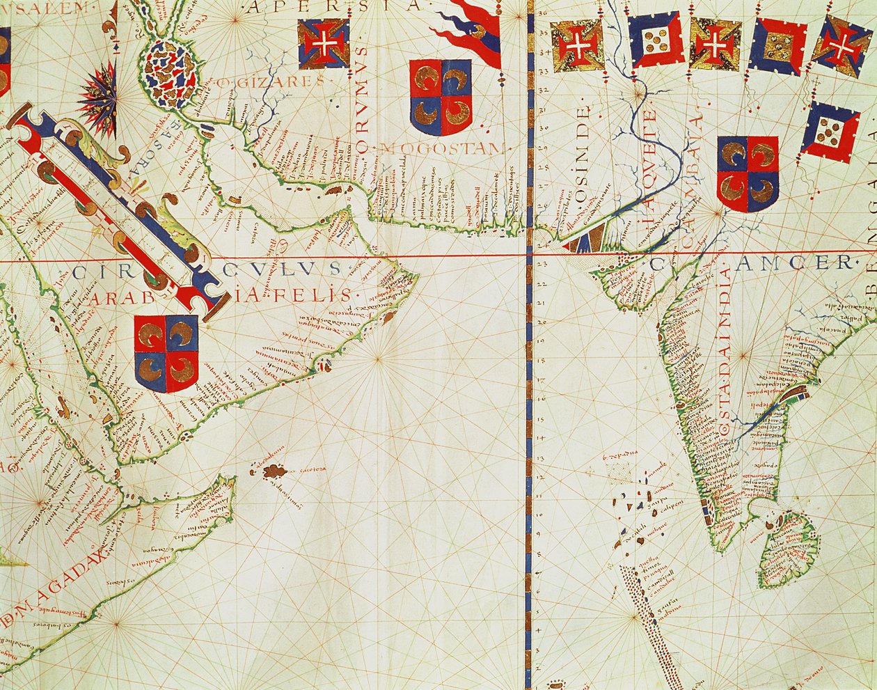 Fol.16 Kort over Persien, Arabien og Indien, fra et atlas, 1571 af Fernao Vaz Dourado