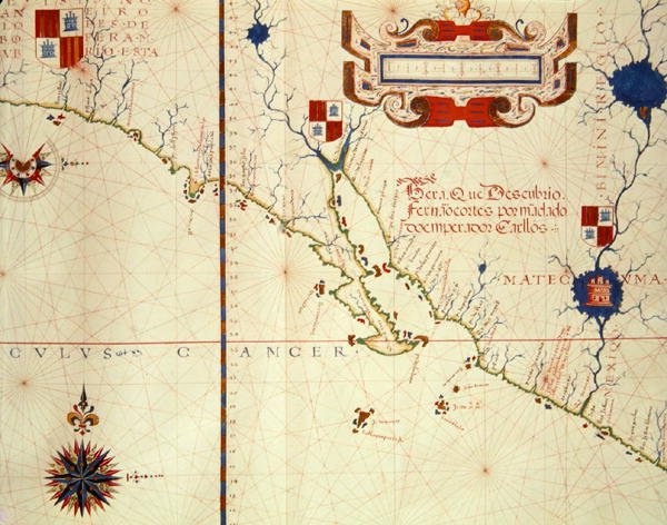 Fol.15 Kort over Mexico og nedre Californien, fra et atlas, 1571 af Fernao Vaz Dourado