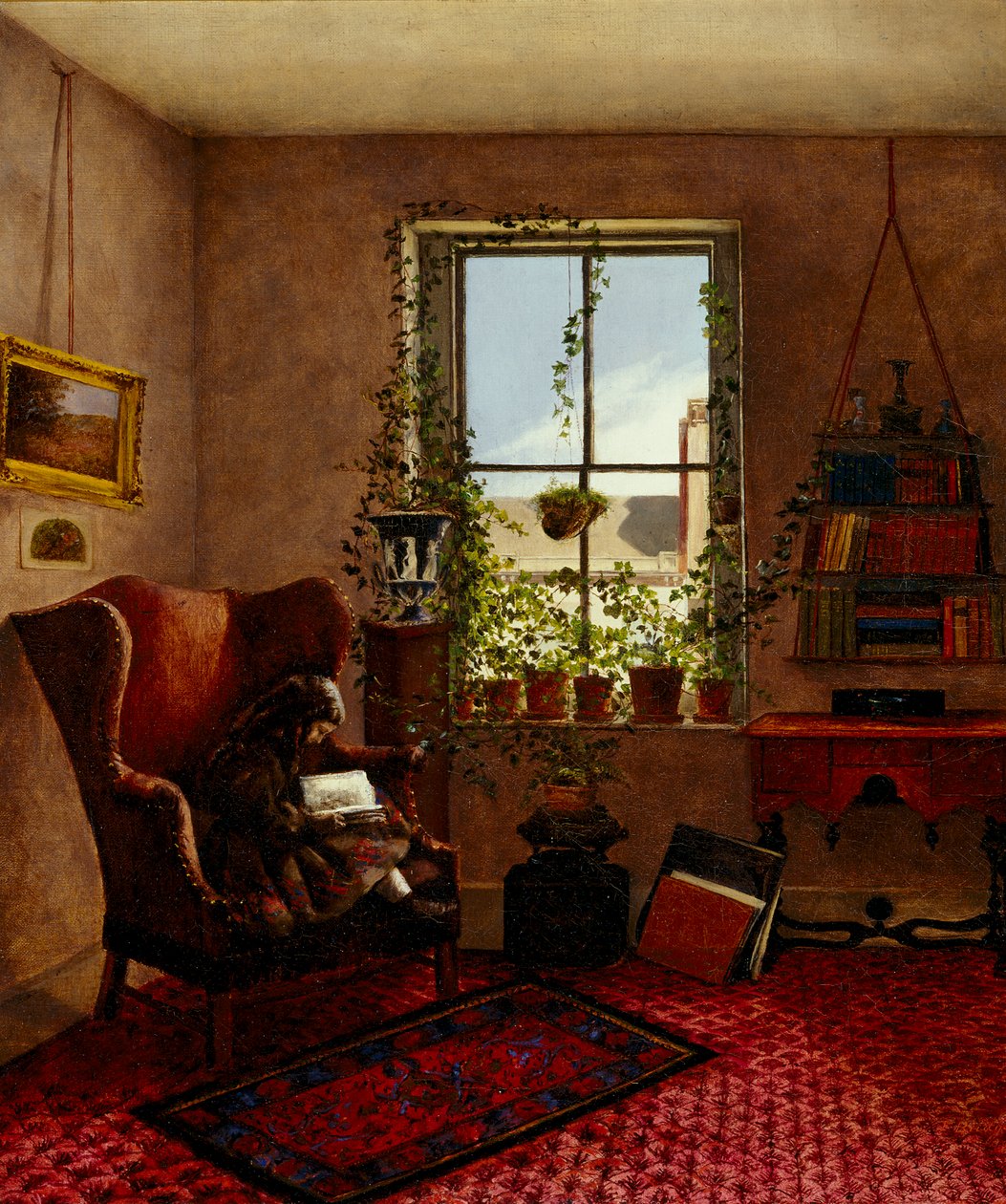 Laura Brown i en Wing Chair, 1867 af Fidelia Bridges