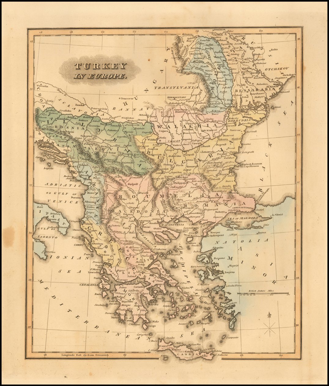 1823-kort over Tyrkiet i Europa af Fielding Lucas, Jr. af Fielding Lucas Jr.