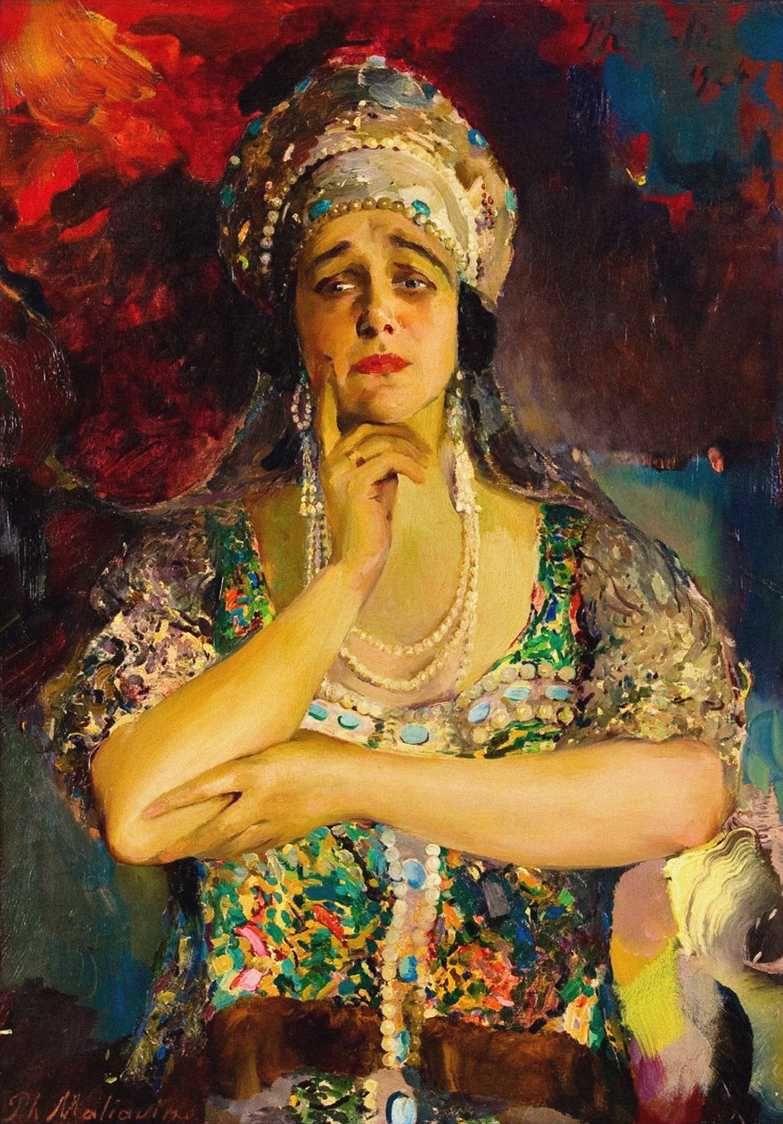 Portræt af sangerinden Nadezhda Plevitskaya, 1924 af Filipp Andreevic Maljavin