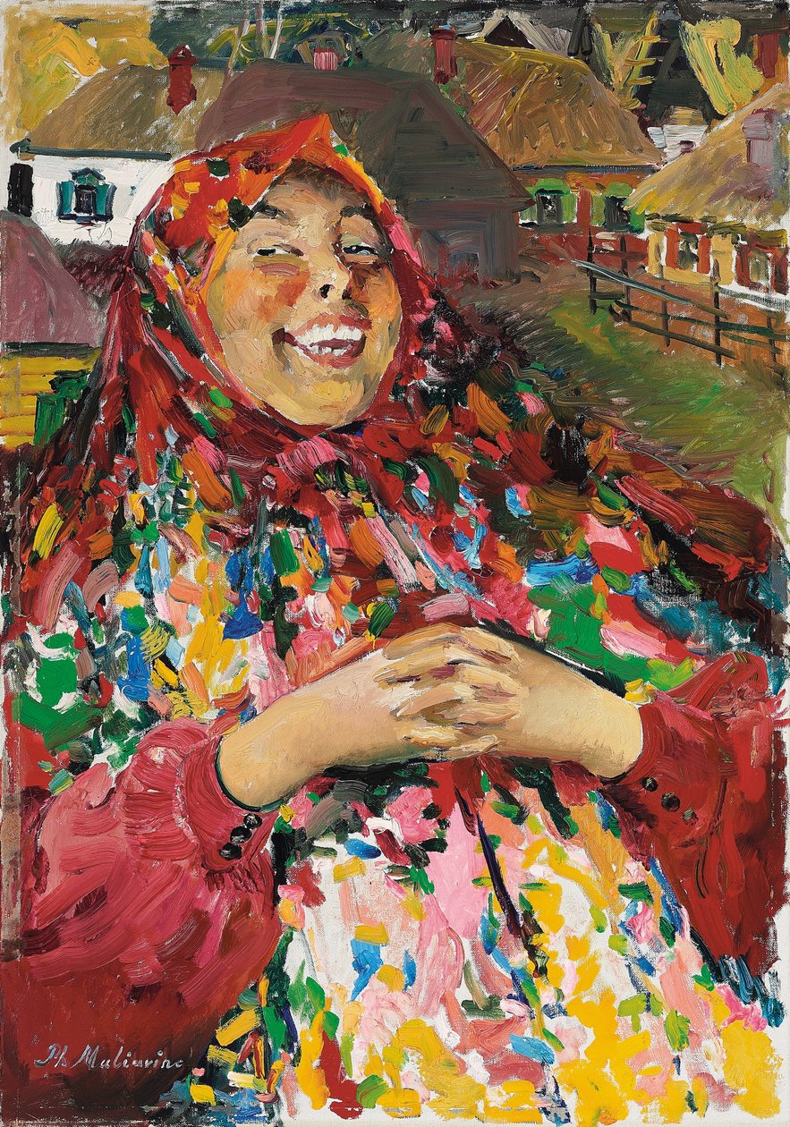 The Laughing Peasant (olie på lærred) af Filipp Andreevich Maliavin