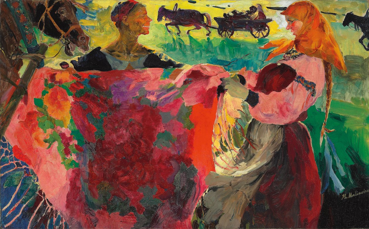 The Shawl Seller (olie på lærred) af Filipp Andreevich Maliavin