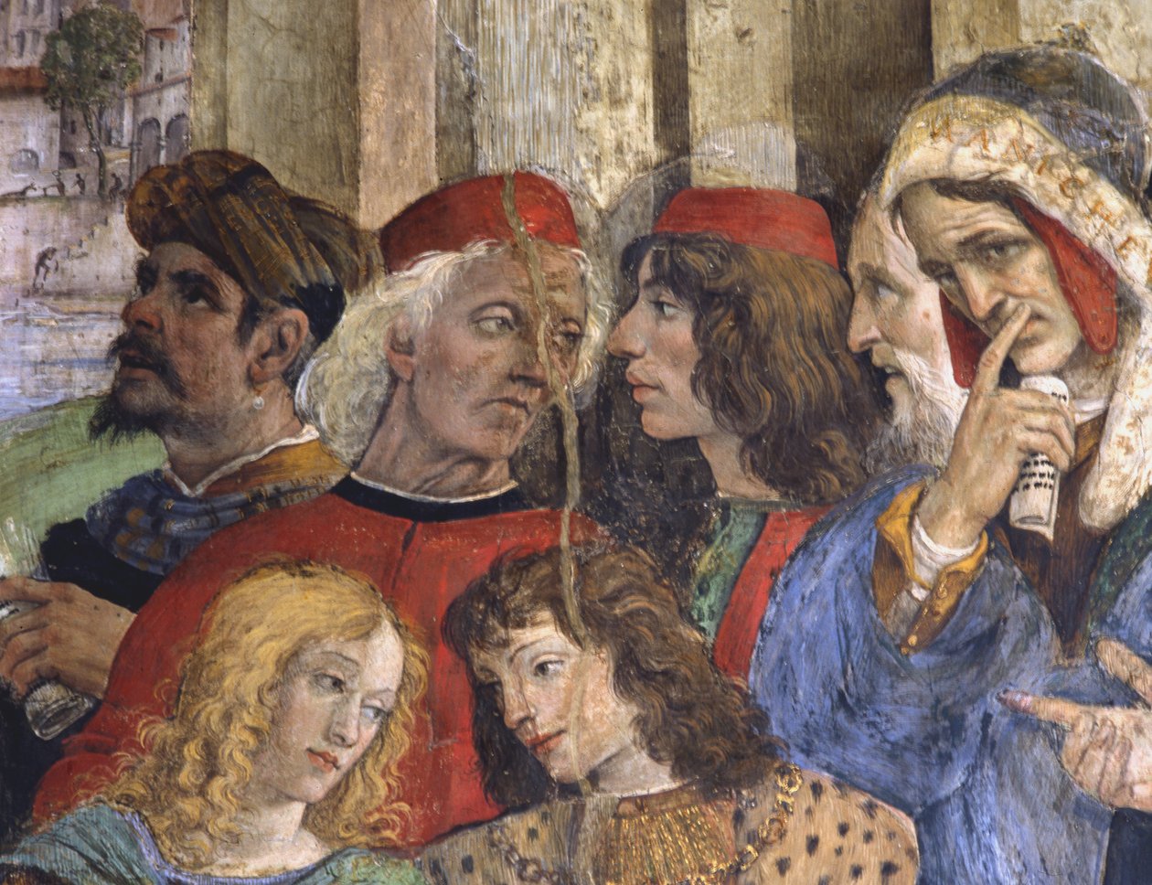 Detalje fra striden om St. Thomas, Carafa-kapellet, Santa Maria sopra Minerva, Rom, 1488-93 af Filippino Lippi