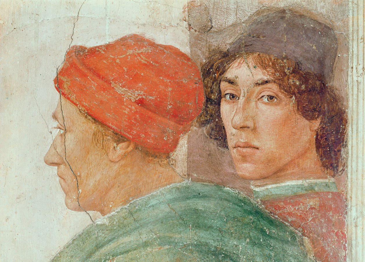 Detalje af tvisten med Simon Mago, ca. 1484-85 (detalje af 237996) af Filippino Lippi
