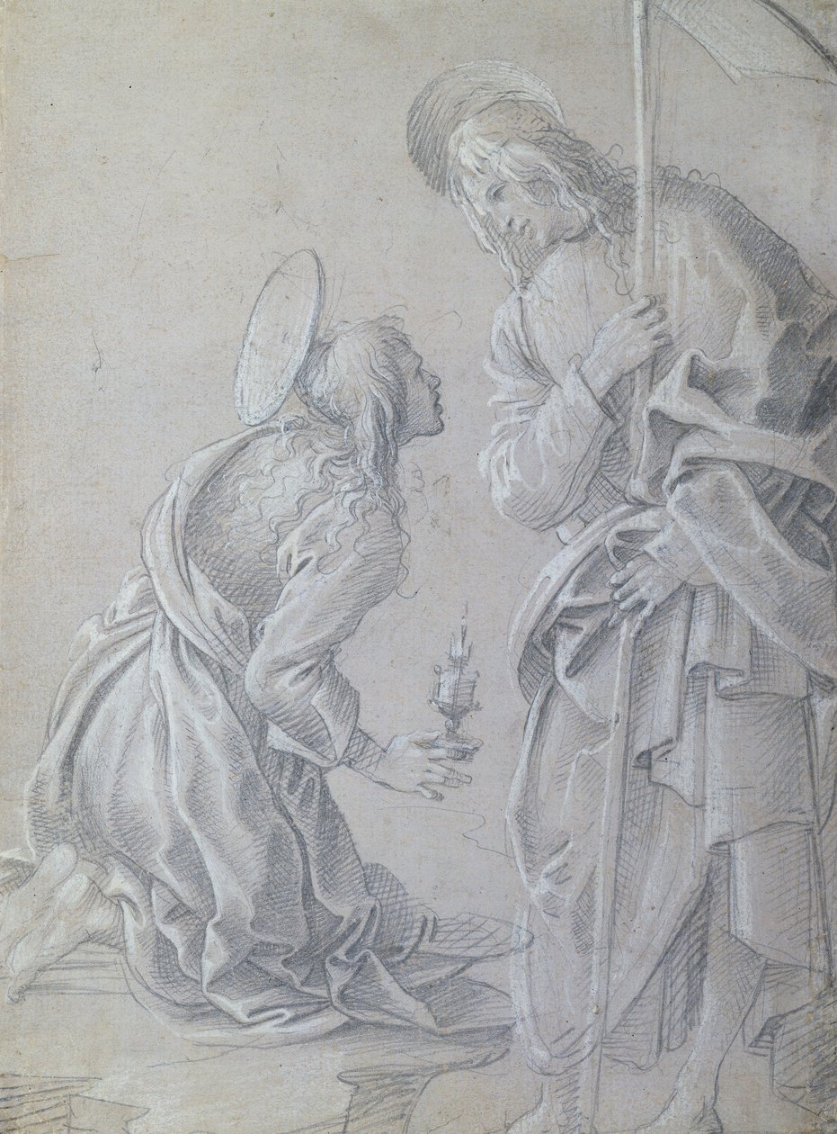 Knælende hellig Maria Magdalena og Stående Kristus af Filippino Lippi