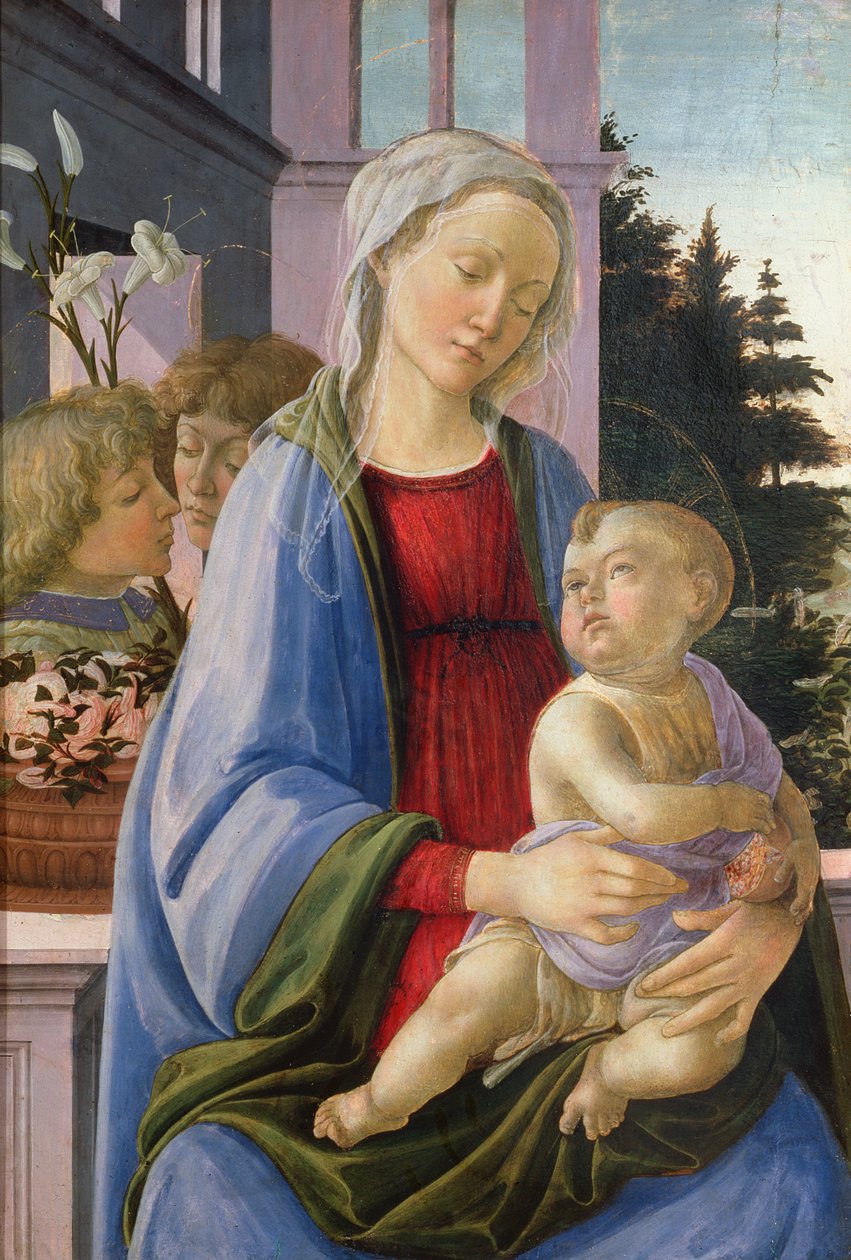 Madonna og barn med engle (The Madonna of the Pomegranate) af Filippino Lippi