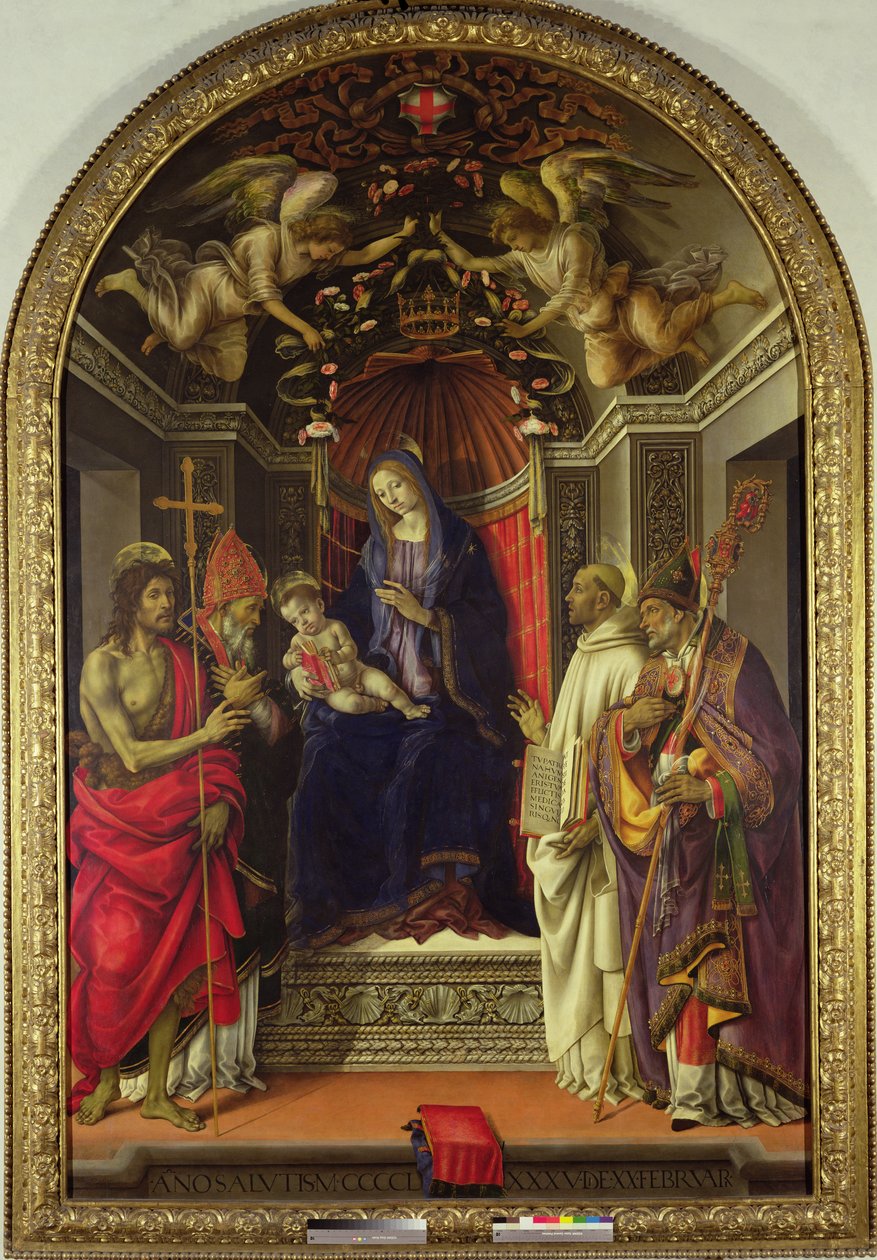 Madonna og barn med hellige, 1486 (tempera på panel) af Filippino Lippi