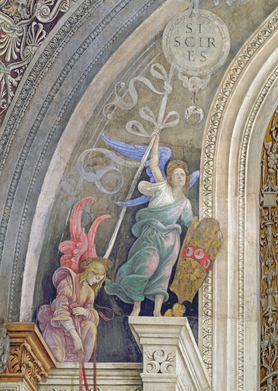 To engle, detalje fra venstre side af østmuren i Strozzi-kapellet, ca. 1457-1502 af Filippino Lippi