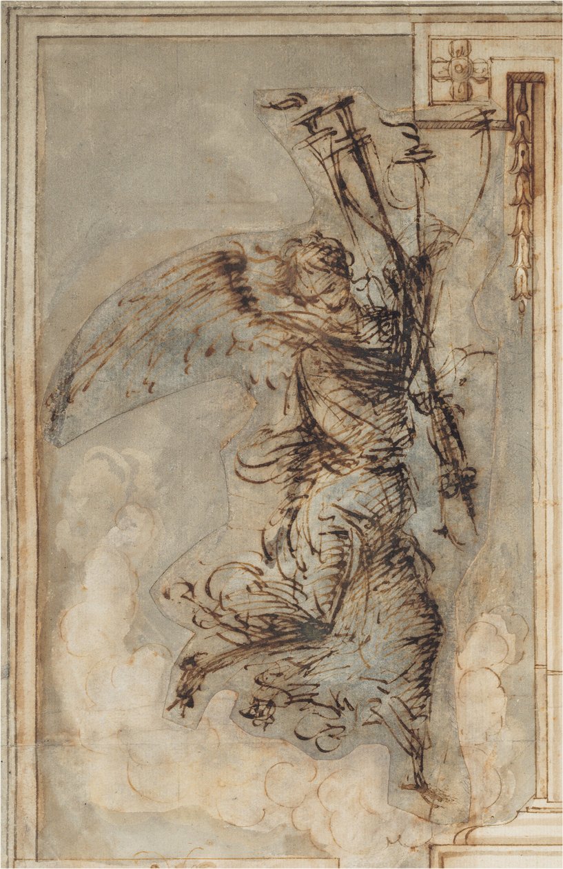 En engel med en fakkel, ca. 1500-1504 (tegning med pen og blæk) af Filippino Lippi