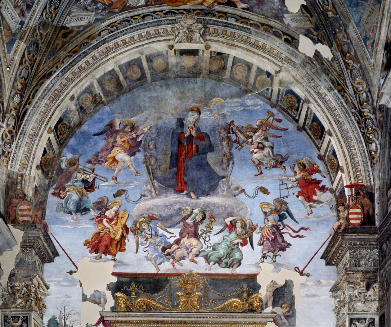 Antagelse af Jomfrudetaljen. Fresco af filippinske Lippi (1457-1504) 1488-1492 Rom, Kirken Santa Maria sopra Minerva, Kapel Carafa Italien af Filippino Lippi